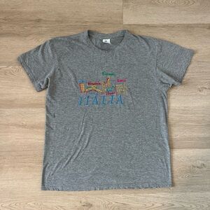 Italia Cities Tee Shirt Women’s Large Gray Vintage Stitched Italy Made